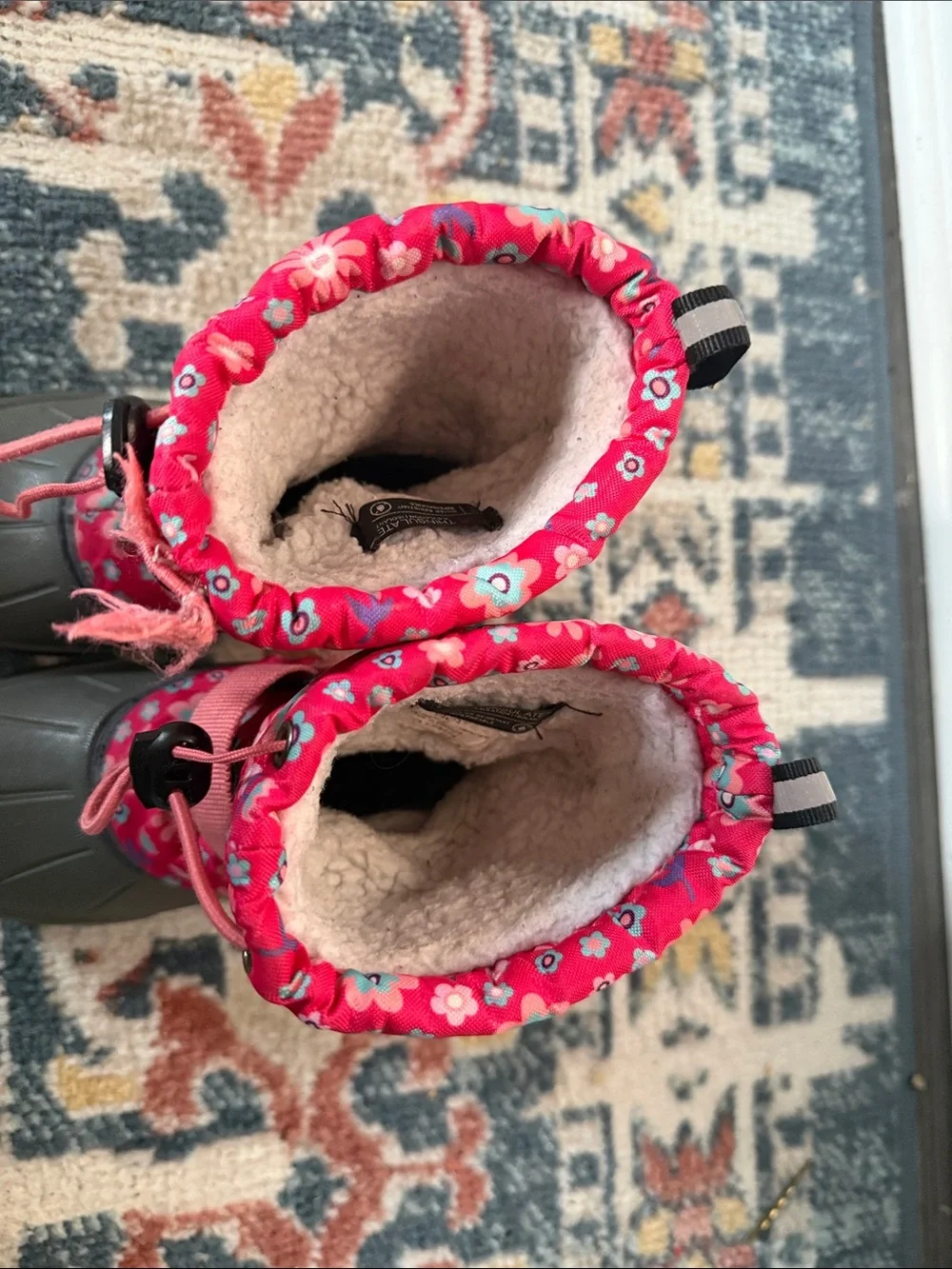 Northside Pink Floral Kids Snow Boots